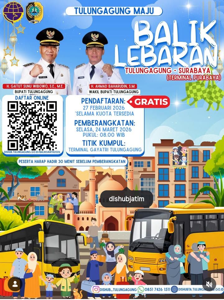 “Dinas Perhubungan Tulungagung Siapkan Program Balik Lebaran Gratis untuk Masyarakat”