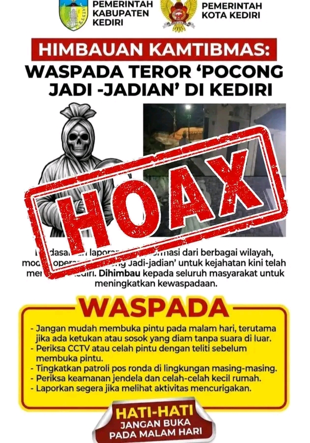 Viral Himbauan “Pocong Jadi-Jadian” di Kediri Dipastikan Hoaks, Warga Diminta Tetap Tenang
